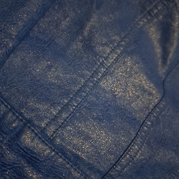 GUESS 90s Glamour vintage blue faux leather  jacket size small - Picture 7 of 7